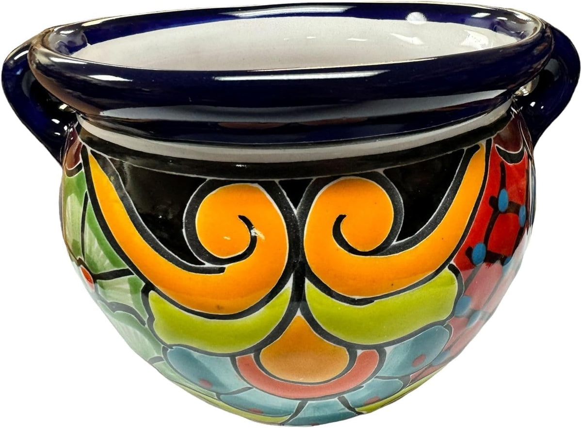 Talavera Michoacana Planter Pot Multicolor Folk Art Mexican Pottery Hand Painted Outdoor Indoor