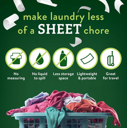 Biokleen Laundry Detergent Sheets - Dye & Fragrance Free, Hypoallergenic, Enzymatic Cleaner, Stain