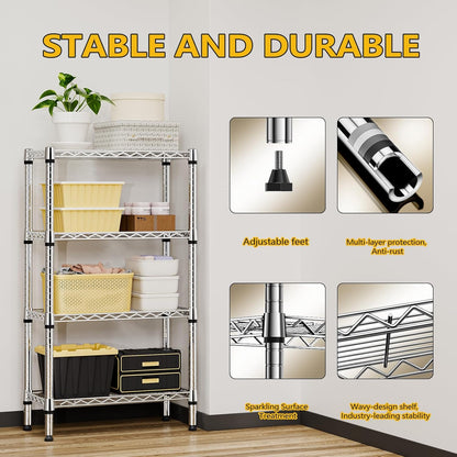 1000 lbs 4 Tier Shelf Metal Storage Shelves Wire Rack Closet Organizers for Garage Kitchen Bathroom