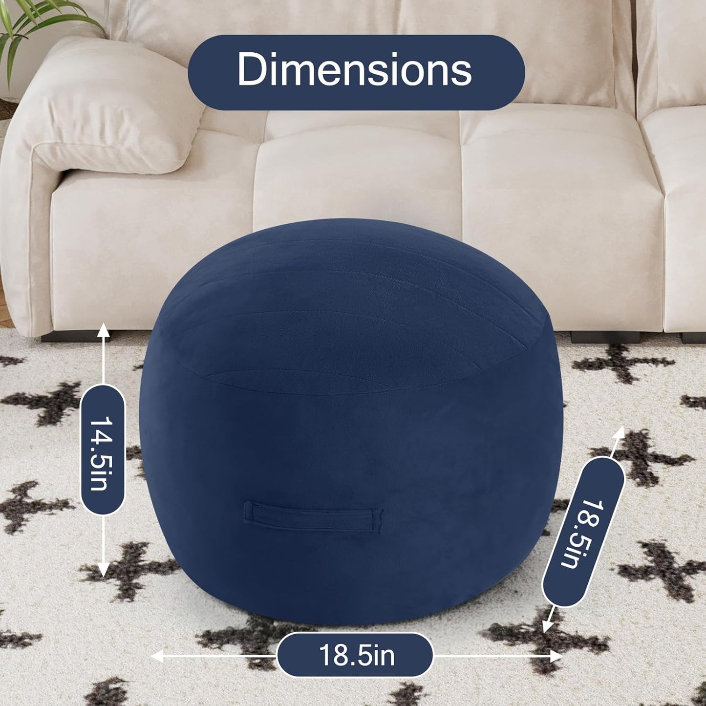 MeMoreCool Round Stuffed Pouf Ottoman Foot Rest, Floor Pouf Foot Stool with Soft Foam Chunk