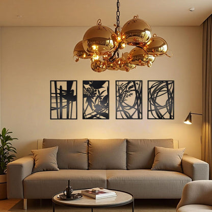 AIM & GGKK 4 Pack Black Abstract Wall Art Décor, Minimalist Décor Single Line Art Wall Decorations