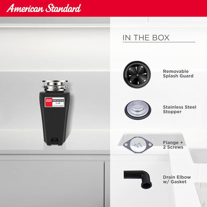 American Standard 10-US-AS-12-SL Garbage Disposal Anti-Jam Stainless Steel Food Waste Grinding