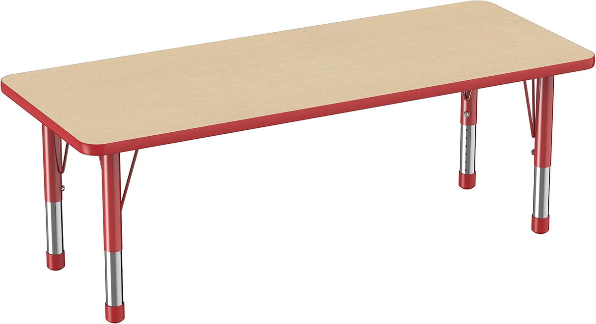FDP Rectangle Activity School and Classroom Kids Table (24 x 60 inch), Chunky Toddler Legs