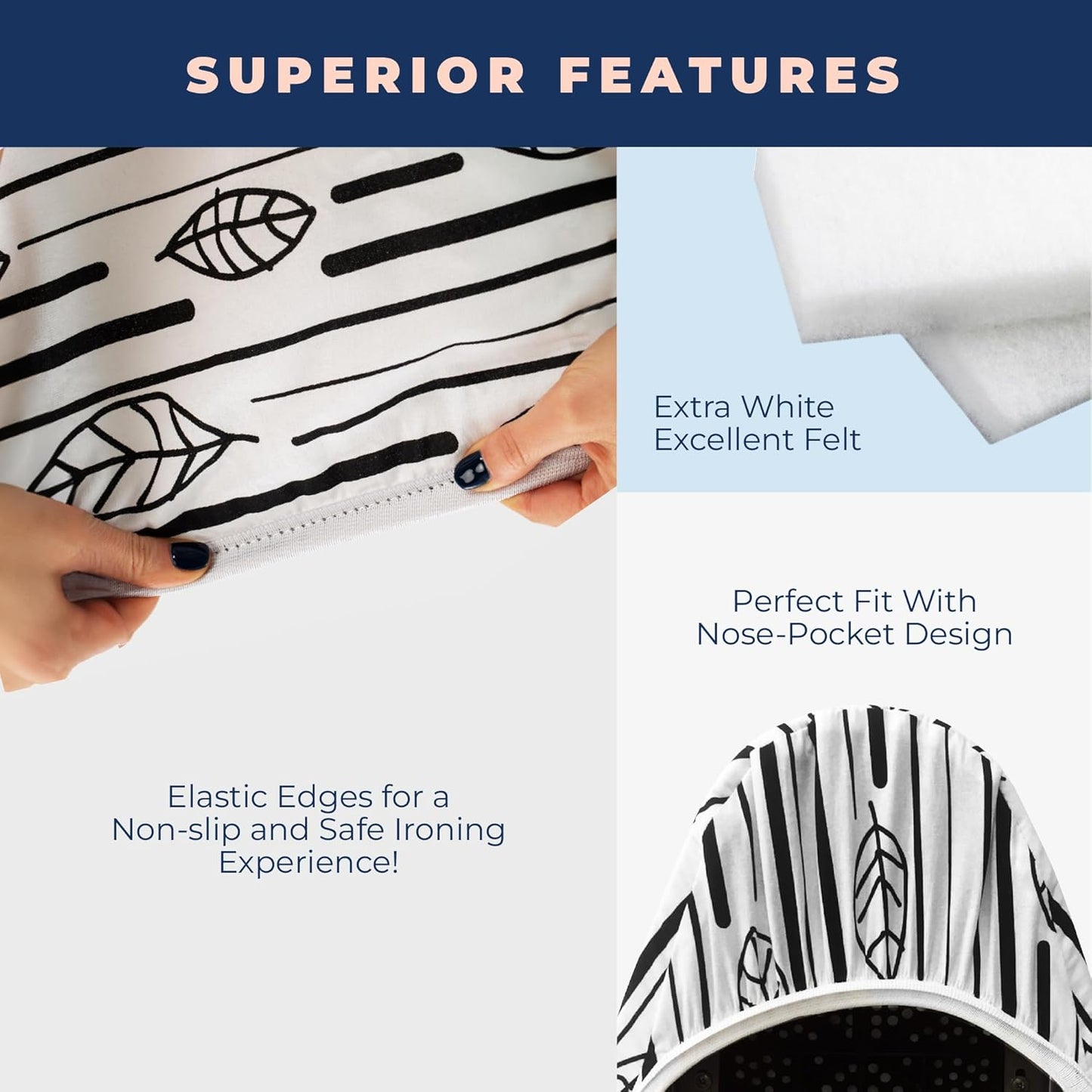 Ironing Board Cover and Pad Extra Thick Heavy Duty Padded 4 Layers Non Stick Scorch and Stain