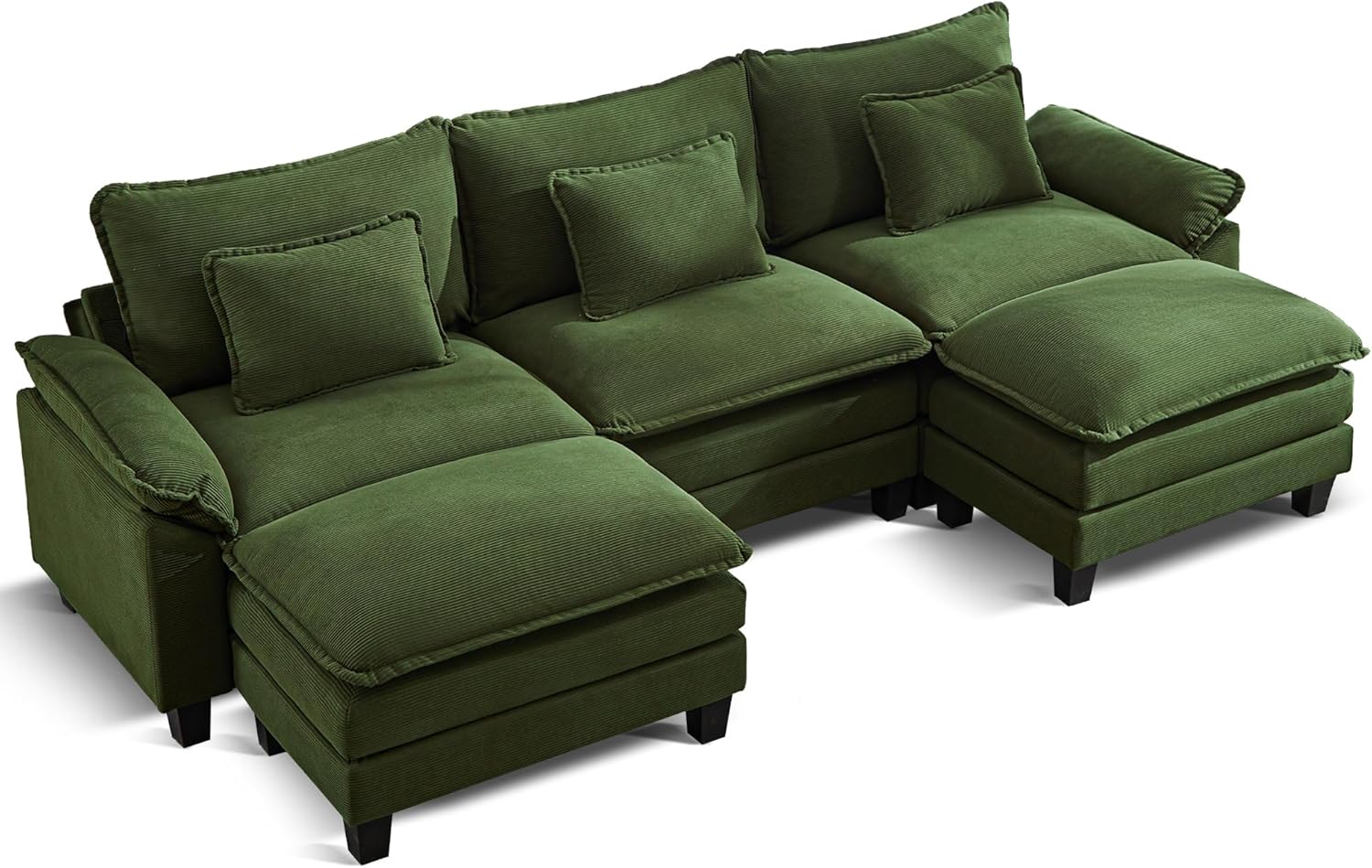 URRED Modular Sectional Sofa Comfy Cloud Couch, Modern Corduroy Sofa Sleeper Deep Seat Couches with
