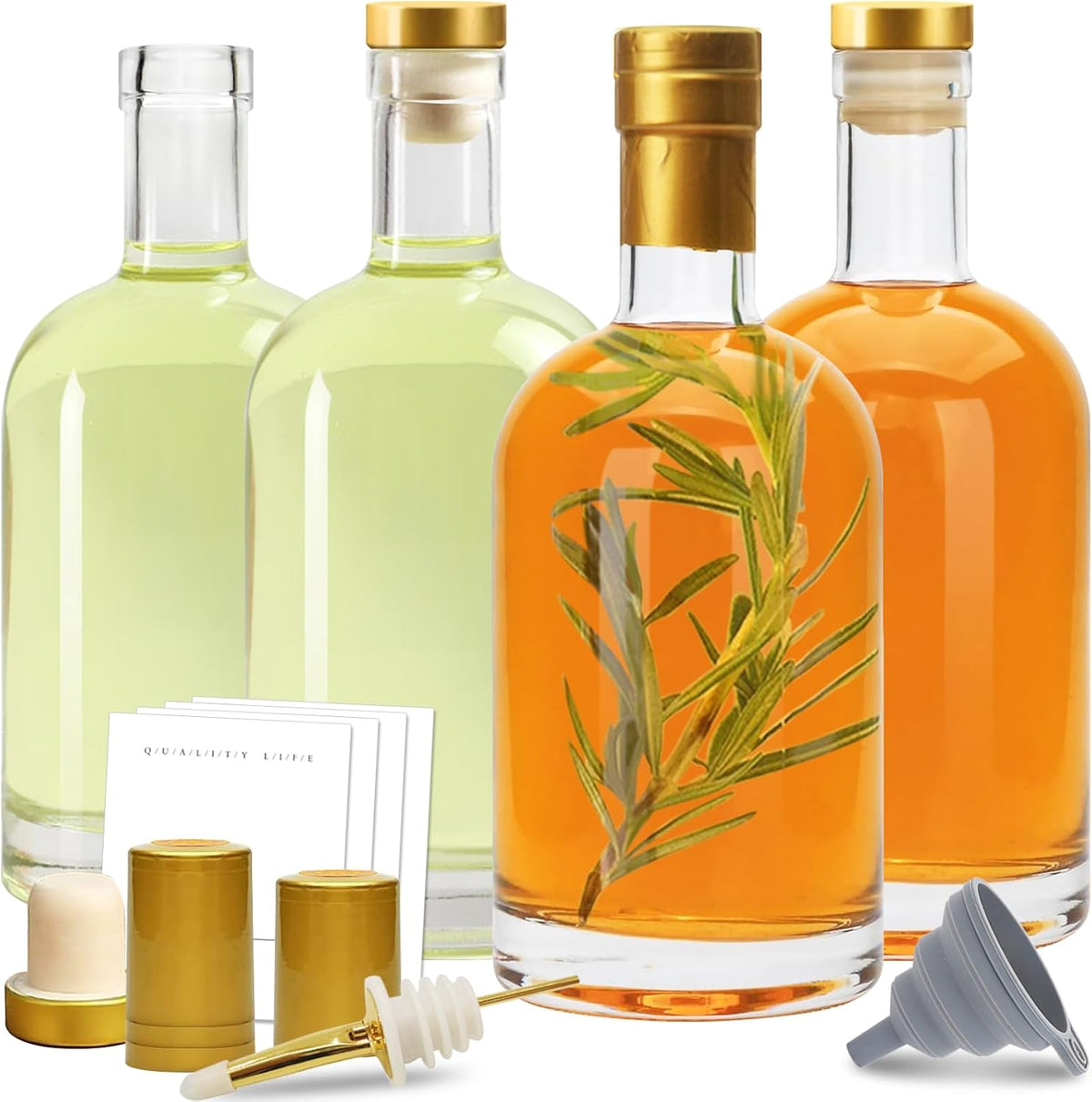 Olive Oil Dispenser Bottle for Kitchen, Clear Glass Oil and Vinegar Dispenser Set, Coffee Syrup