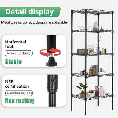 FDW 17L x 12W x 48H Wire Shelving 5 Tier Adjustable Metal Shelves NSF Pantry Shelves Storage Rack