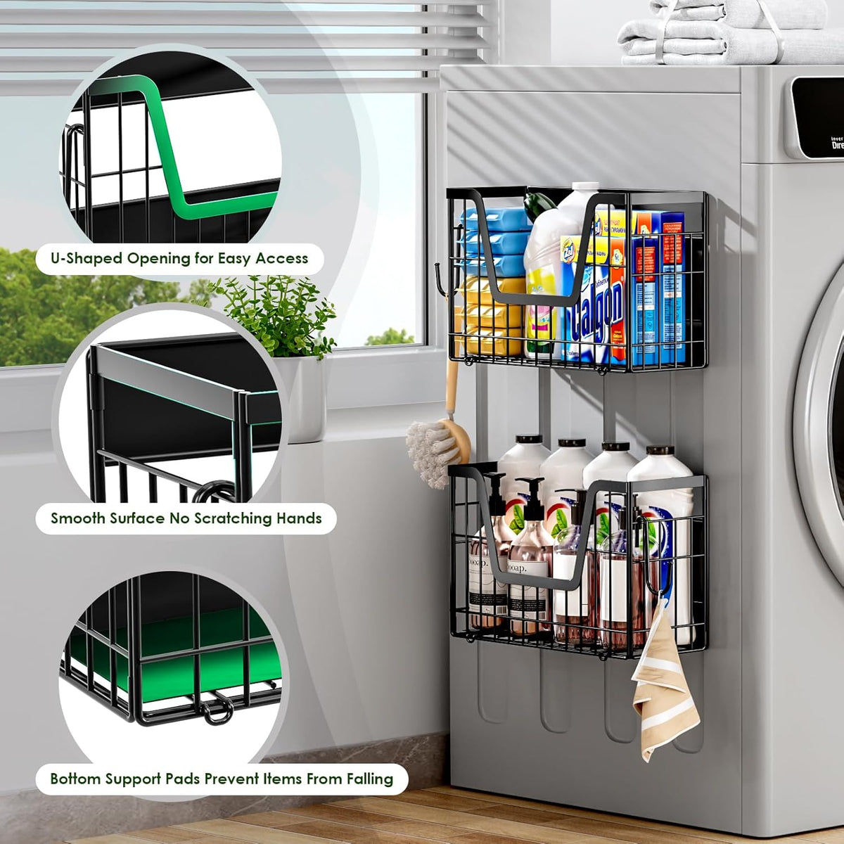 Magnetic Shelf for Fridge, Fruit Potato and Onion Storage Bins, Magnetic Spice Rack Shelves for