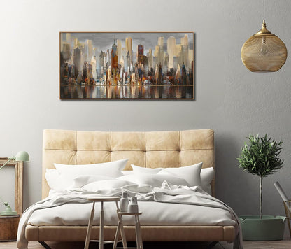 Mofutinpo Abstract Modern Canvas Wall Art for Living Room Cityscape New York Wall Decor City Theme