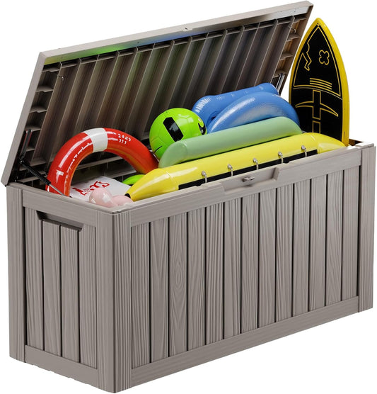 Vixzen 80 Gallon Resin Deck Box, Lockable Outdoor Storage Box for Patio Cushions Storage