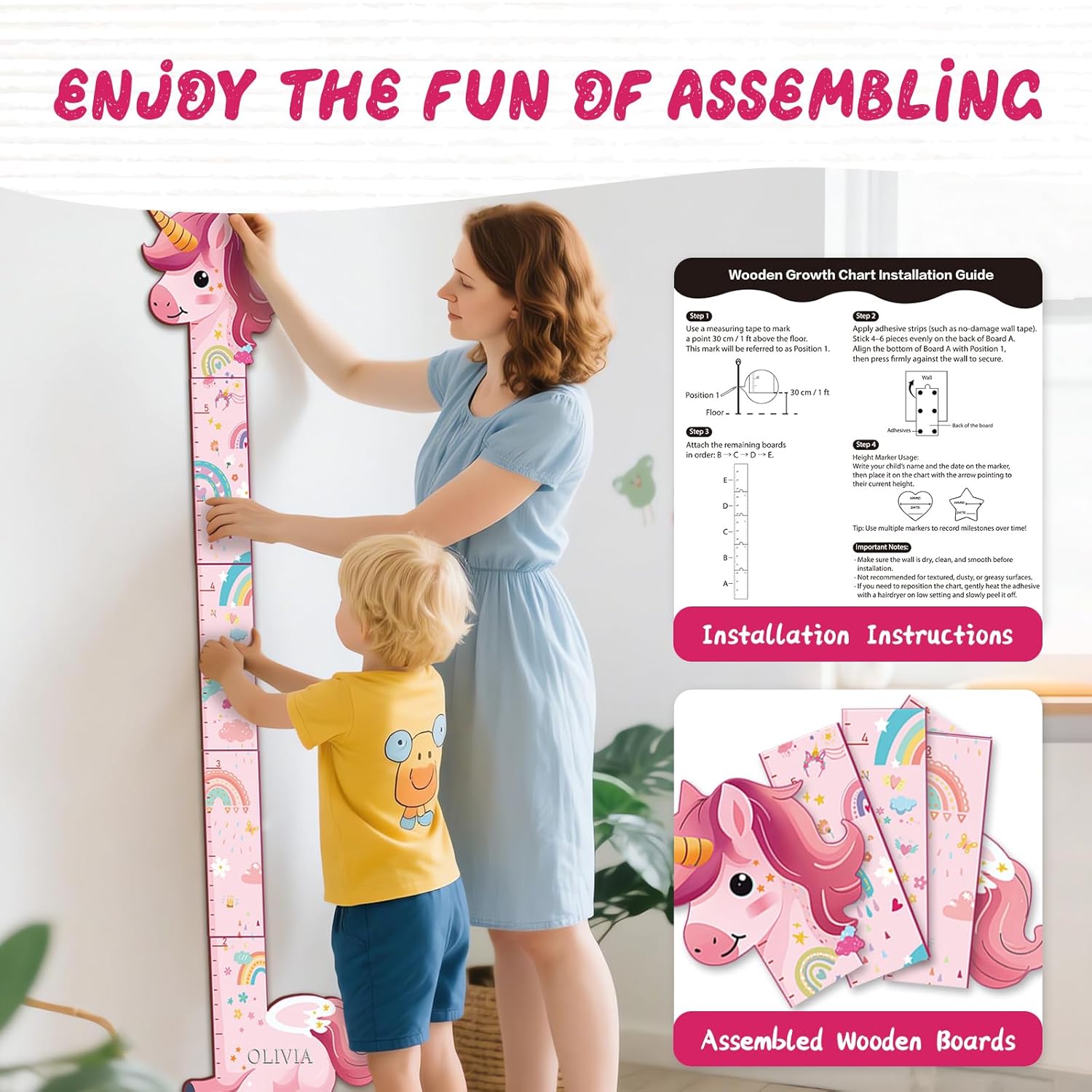 Personalized Name Growth Chart for Kids, Unicorn Wooden Wall Decor Growth Chart, Wall Decor for