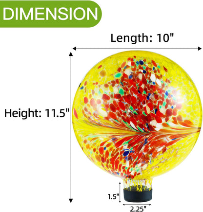 VOREEN 10-Inch Glass Gazing Ball, Outdoor Gazing Globe, Reflective Ball Yard Decoration for Homes