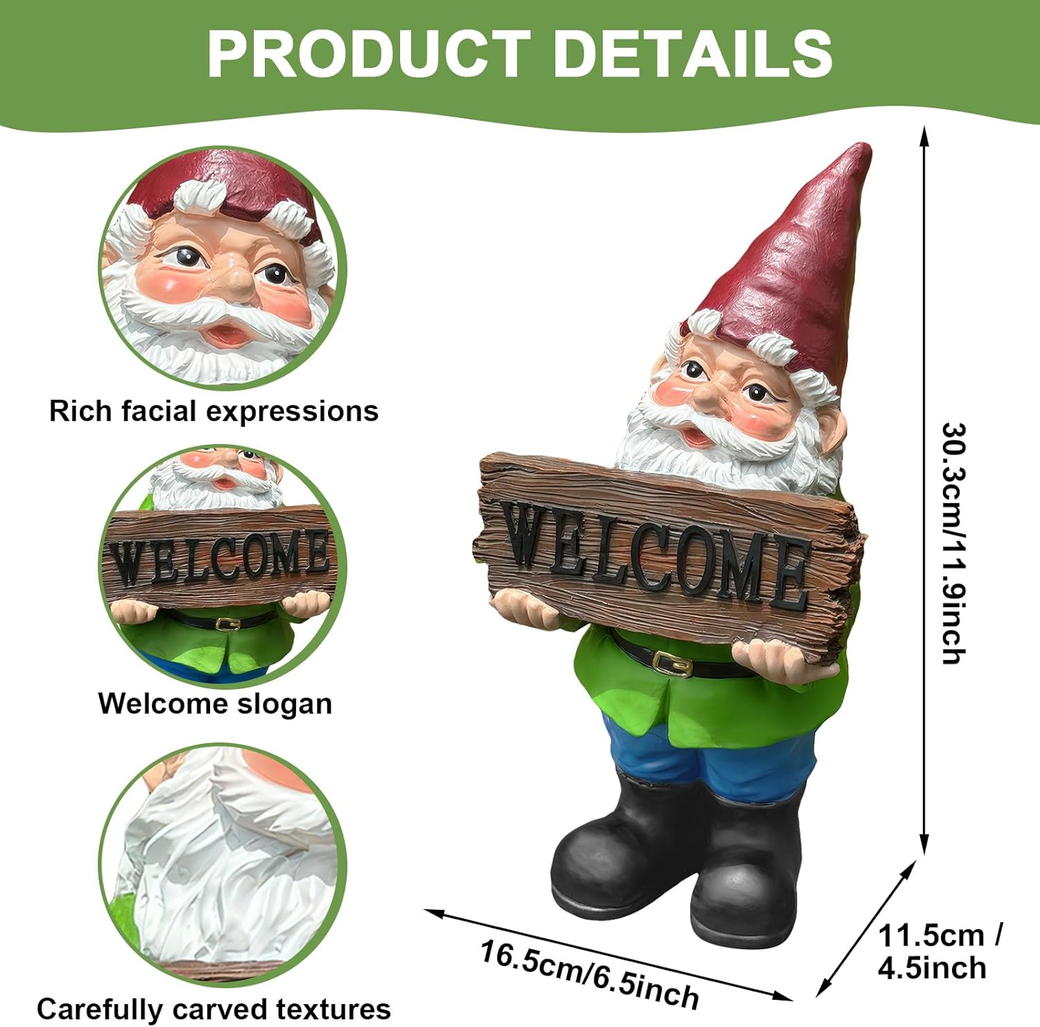 Gnome Garden Decor Statue Gnomes Decorations for Yard with Welcome Sign Outdoor Decorations for
