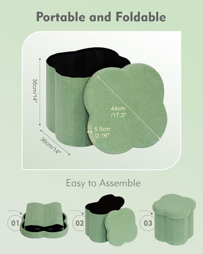 B FSOBEIIALEO Storage Ottoman Cube, Flowers Shaped Ottomans with Storage Foot Stool Footrest
