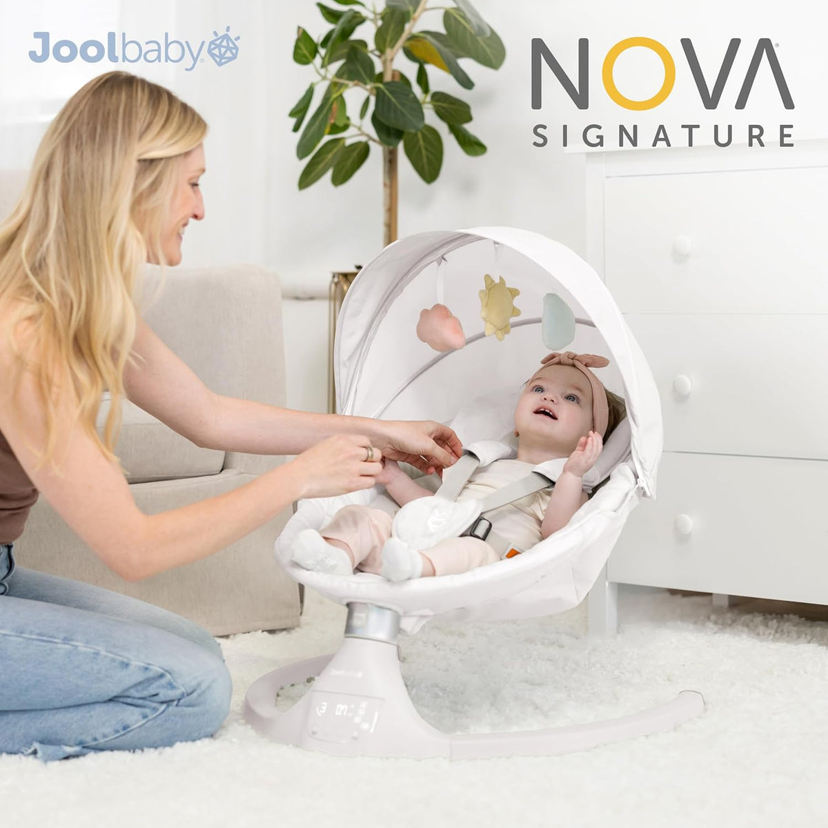 Jool Baby Nova Swing for Newborns - Electric Motorized Infant Swing, Bluetooth Music, 10 Preset