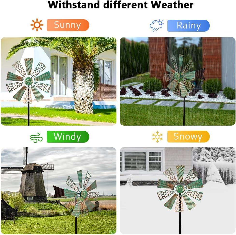 Viveta Wind Spinners Outdoor,13”Kinetic Wind Spinner Metal Vintage Windmill for Outdoor Garden