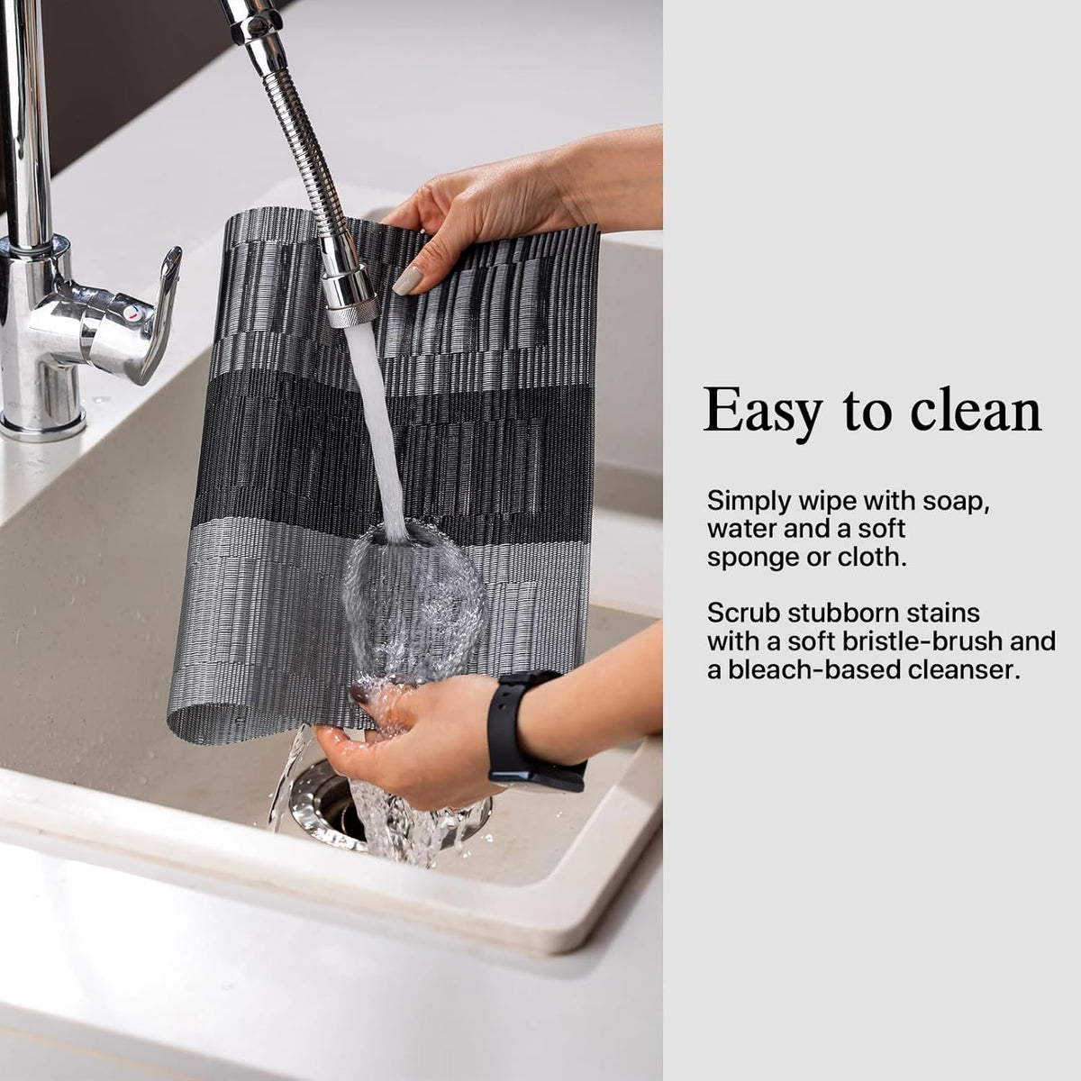 Placemats Set of 8 - Easy Clean Woven Vinyl Placemats for Dining Table, Indoor/Outdoor Place Mats