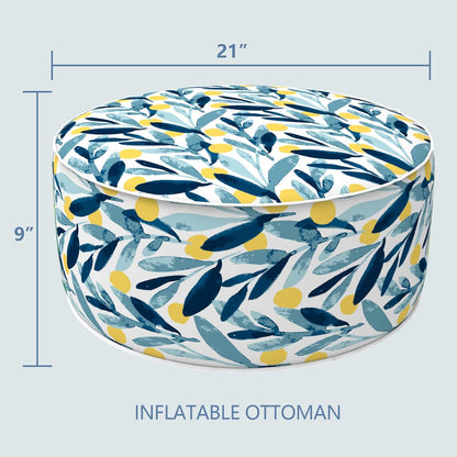LVTXIII Outdoor/Indoor Inflatable Stool Ottoman, All Weather Patio Footrest Pouf, Portable Round