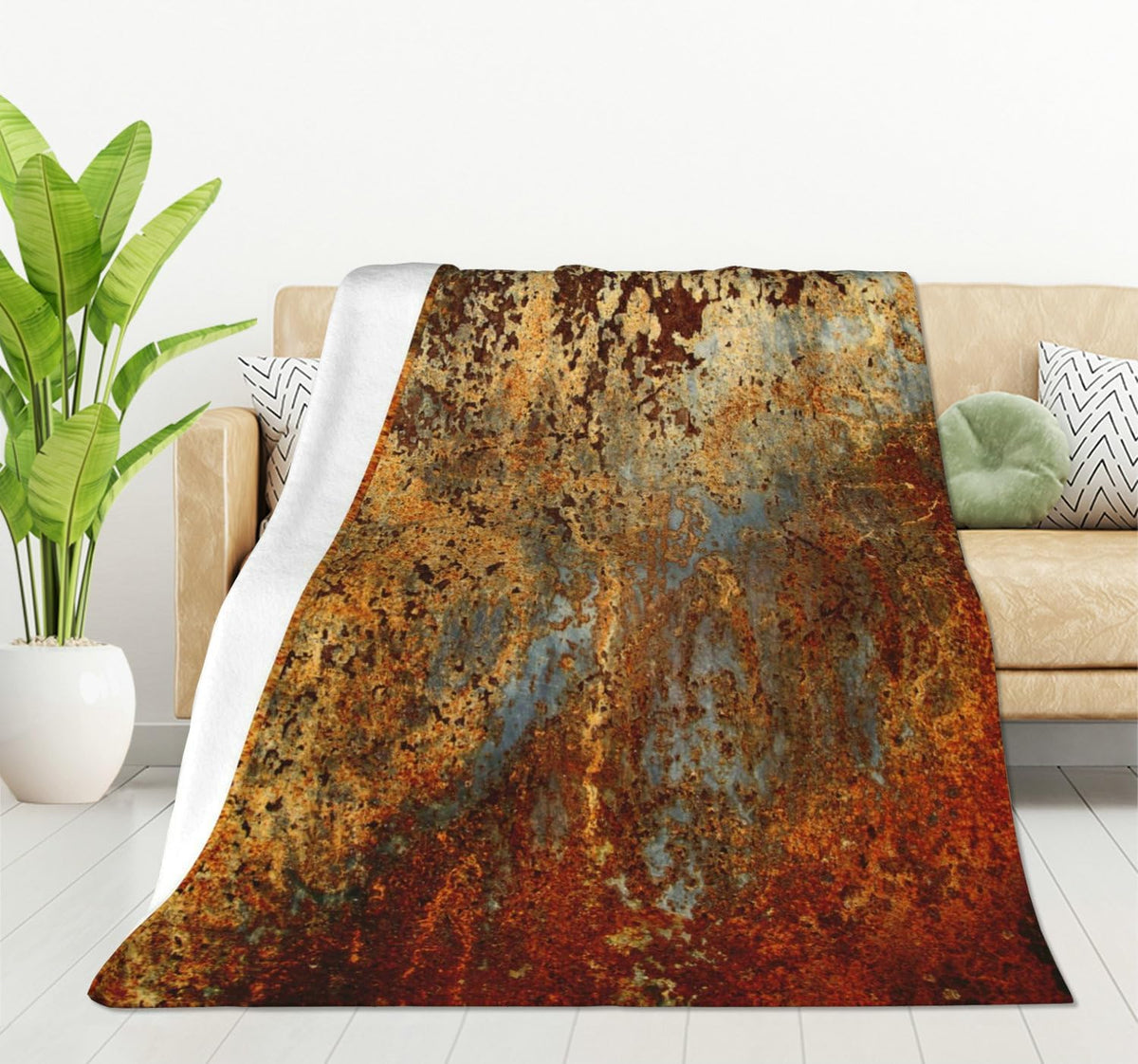 HGOD DESIGNS Brown Rust Colorful Metal Rusty Steel Iron Structure Blanket Throw Blanket Soft