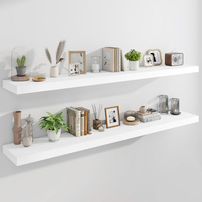 Marsmiles 72" Floating Shelves for Wall, Wooden Shelves with Invisible Brackets Set of 2, Rustic