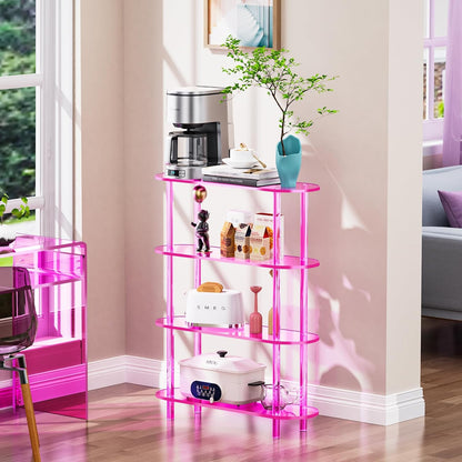 Clear Bookshelf, Acrylic Bookcase with Open Book Shelf Console Table for Entryway Office (4 Tier