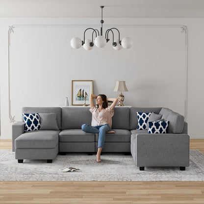 L Lengend Vansen Modular Sectional Sofa U Shaped Couch with Ottoman Modern Reversible Corner