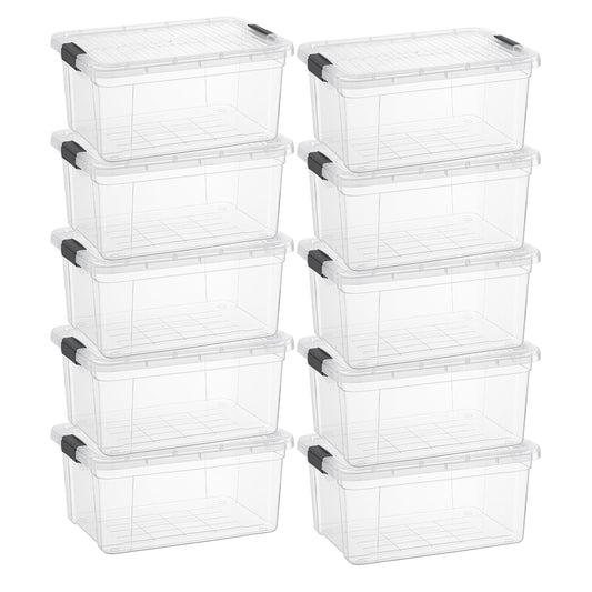 Superio Small Clear Storage Box with Lid, 11 Quart Plastic Container Bins for Organizing, Stackable