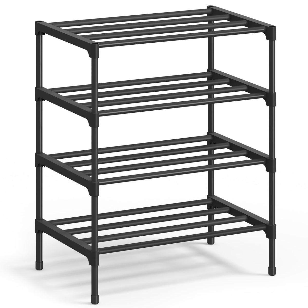 SONGMICS 4-Tier Shoe Rack, Stackable Compact Metal Shoe Storage Organizer