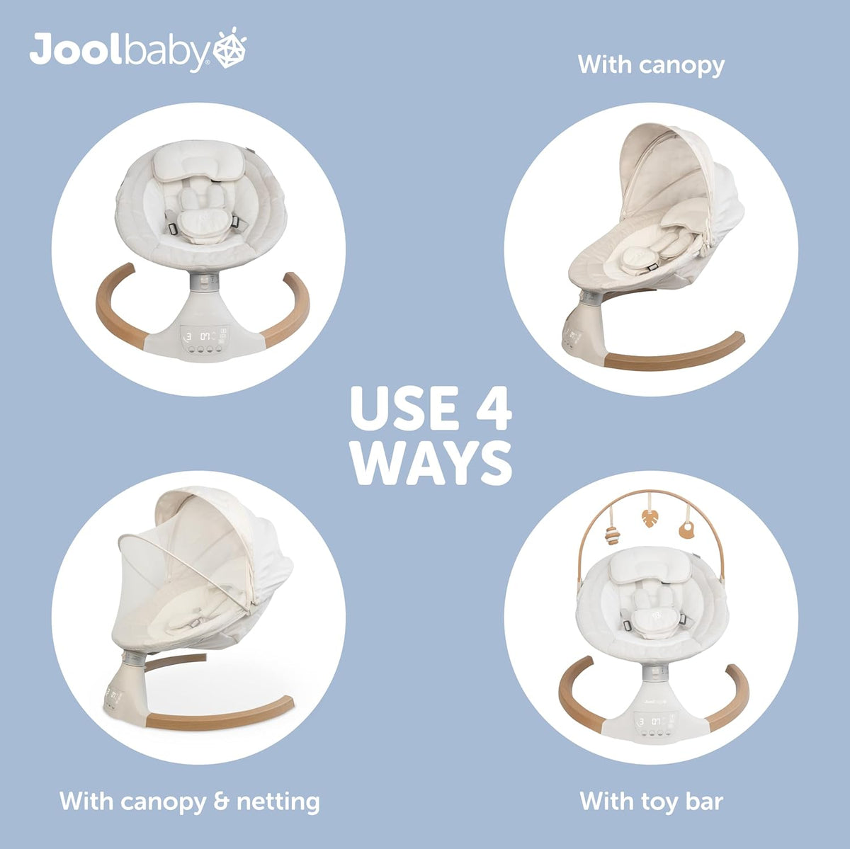 Jool Baby Nova Swing for Newborns - Electric Motorized Infant Swing, Bluetooth Music, 10 Preset