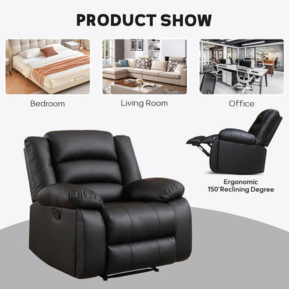 EBELLO Faux Leather Manual Recliner Sofa Set, 2 Recliner Chair, 3 Seat Reclining Sofa, Couch Set