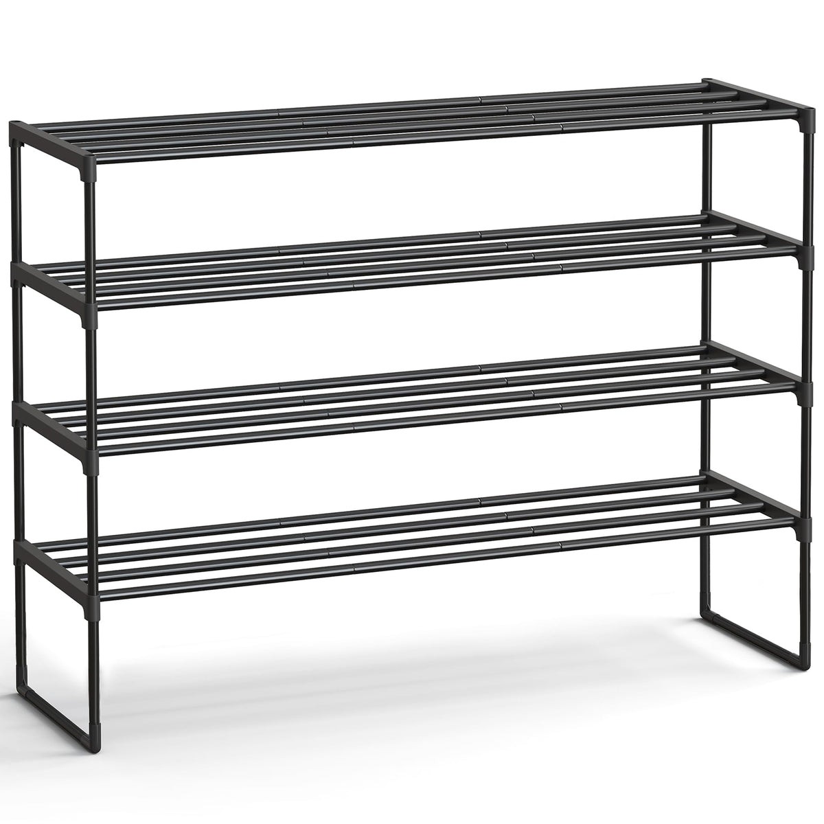 SONGMICS Shoe Rack, 4-Tier Shoe Organizer, Metal Storage Shelf, Upright or Upside Down, for 25-30