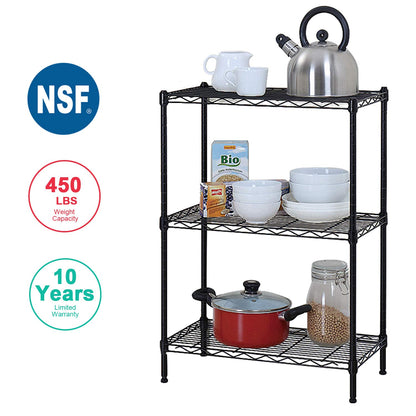 BestOffice 3 Wire Shelving Unit Garage NSF Wire Shelf Metal Large Storage Shelves Heavy Duty Height