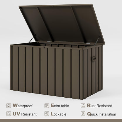 PURPLE LEAF Outdoor Deck Box 120 Gallon Waterproof Lockable Storage Box Container with Lid Deck