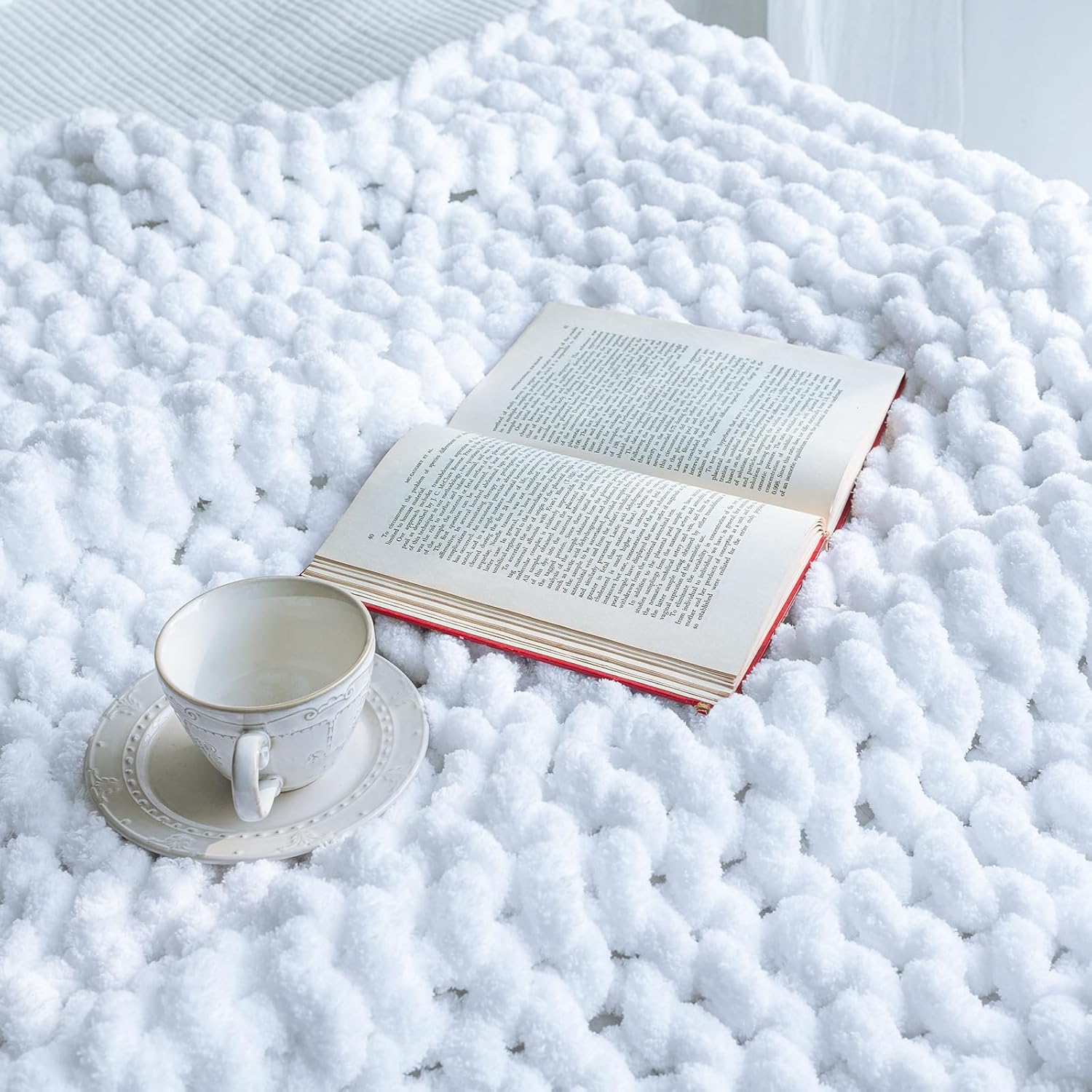 Chunky Knit Blanket - Luxury Soft Cozy 40 * 50 Throw Blanket,100% Woven Blanket Rope Knot Throw