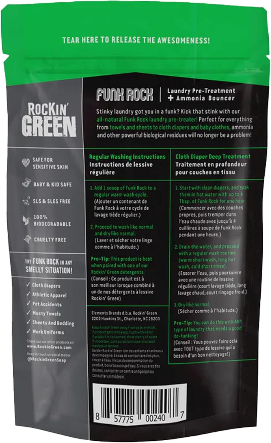 Rockin' Green Laundry Detergent, Plant based, All Natural Laundry Detergent Powder, Vegan and