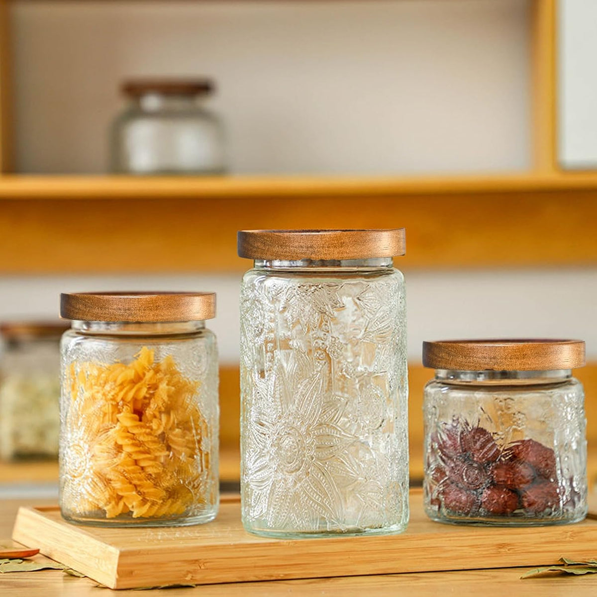 32oz Vintage Glass Jar With Lid, Glass Storage Containers, Airtight Kitchen Storage Containers For