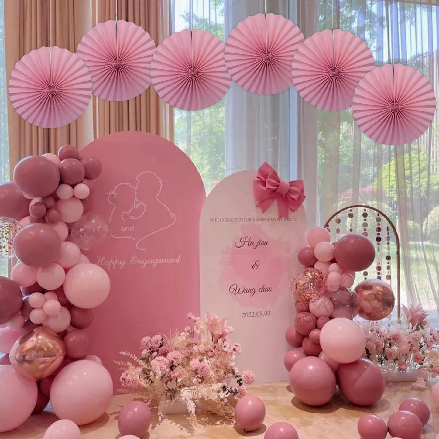 Pink Party Decorations,Pink Paper Decorations for Party,Baby Shower Decorations Party Paper Fans