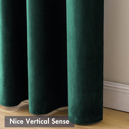 MIULEE Dark Green Velvet Curtains Thermal Insulated Blackout Curtain Christmas Emerald Green Drapes