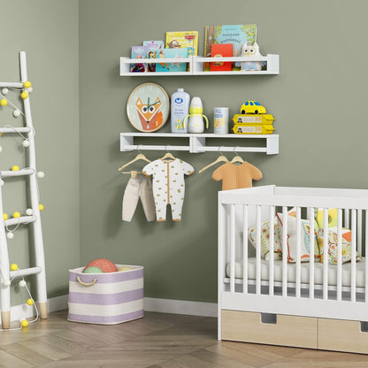 Forbena Floating Nursery Book Shelves for Wall Set of 4, White Wall Bookshelf for Kids Room, Small