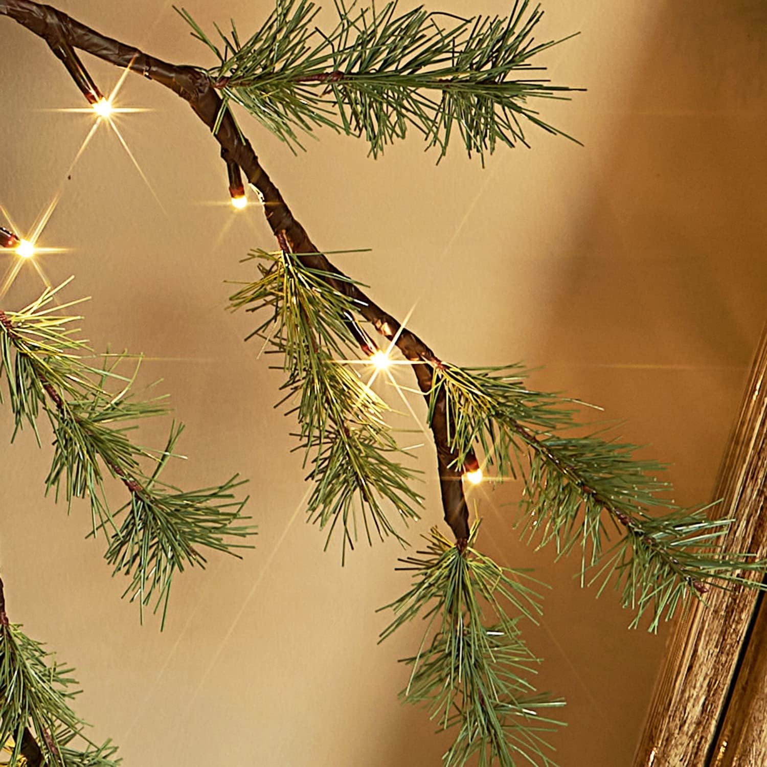 Birchlitland Lighted Pine Garland Battery Operated with Timer 6FT 48 LED Fairy Lights, Christmas
