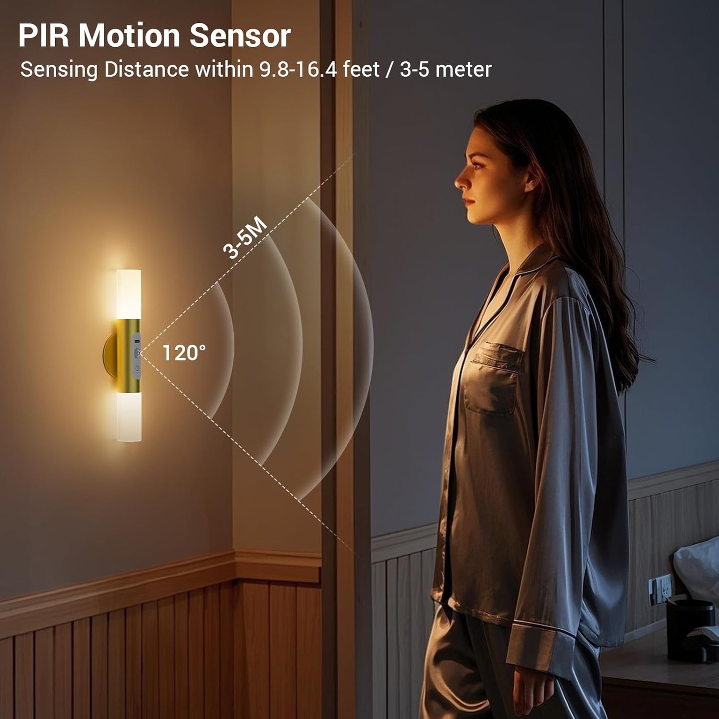 Motion Sensor Wall Sconces with Remote Control, LED Rechargeable Battery Operated Wall Lights Set