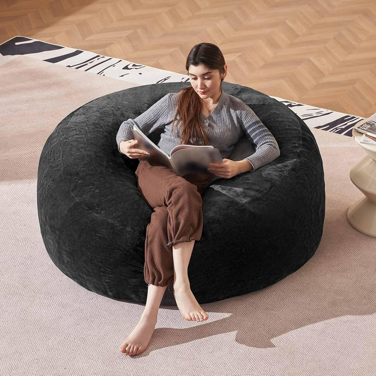 Bean Bag Chair 4Ft, Memory Foam Filled, Large Beanbag Chairs for Adults and Teens, Soft Sofa with