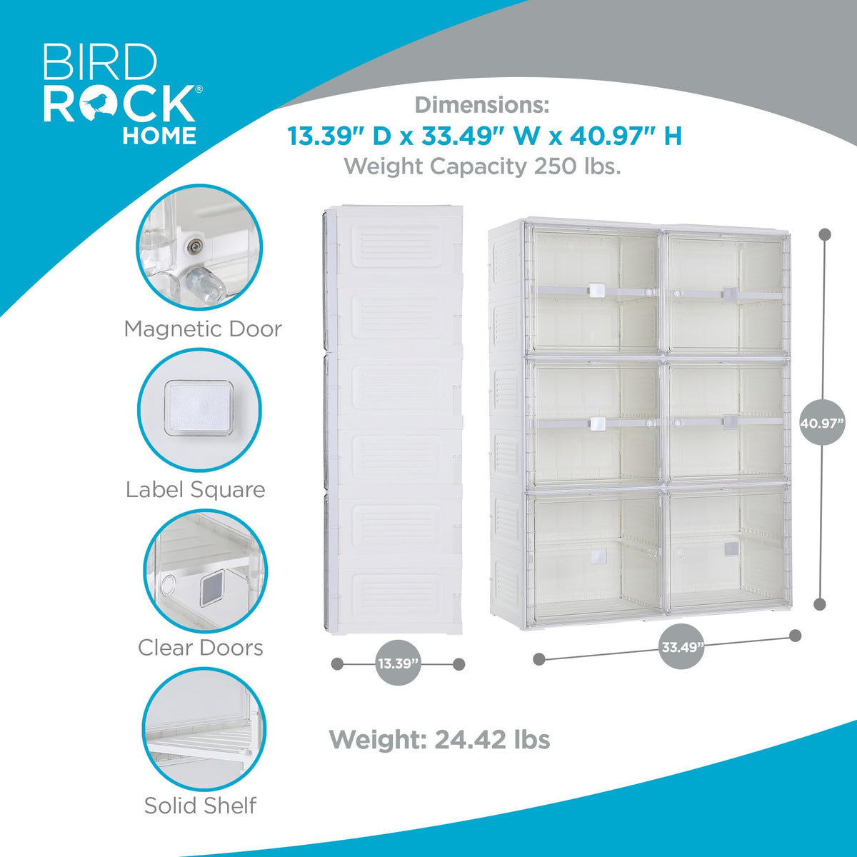 BIRDROCK HOME Shoe Rack Organizer for Closet Floor | 5 Tiers Foldable Freestanding Storage Cabinet