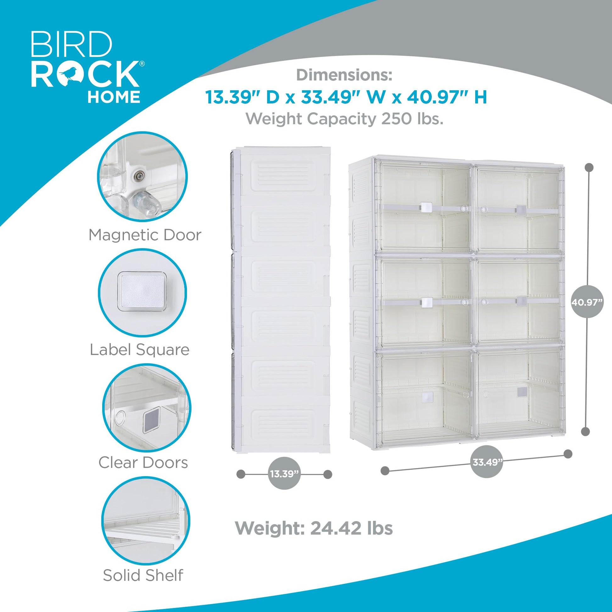 BIRDROCK HOME Shoe Rack Organizer for Closet Floor | 5 Tiers Foldable Freestanding Storage Cabinet