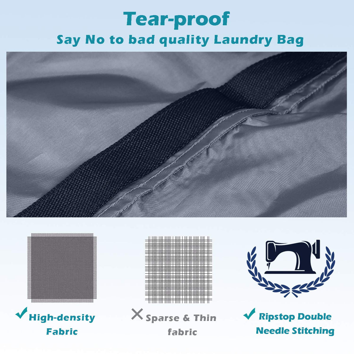 Coomee Heavy Duty Laundry Bag, 2 Pack XL Nylon Laundry Bags with Straps