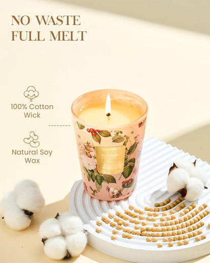 M&SENSE Strawberry Vanilla Scented Natural Soy Wax Candle, 14.1oz 60 Hours Long Lasting Slow