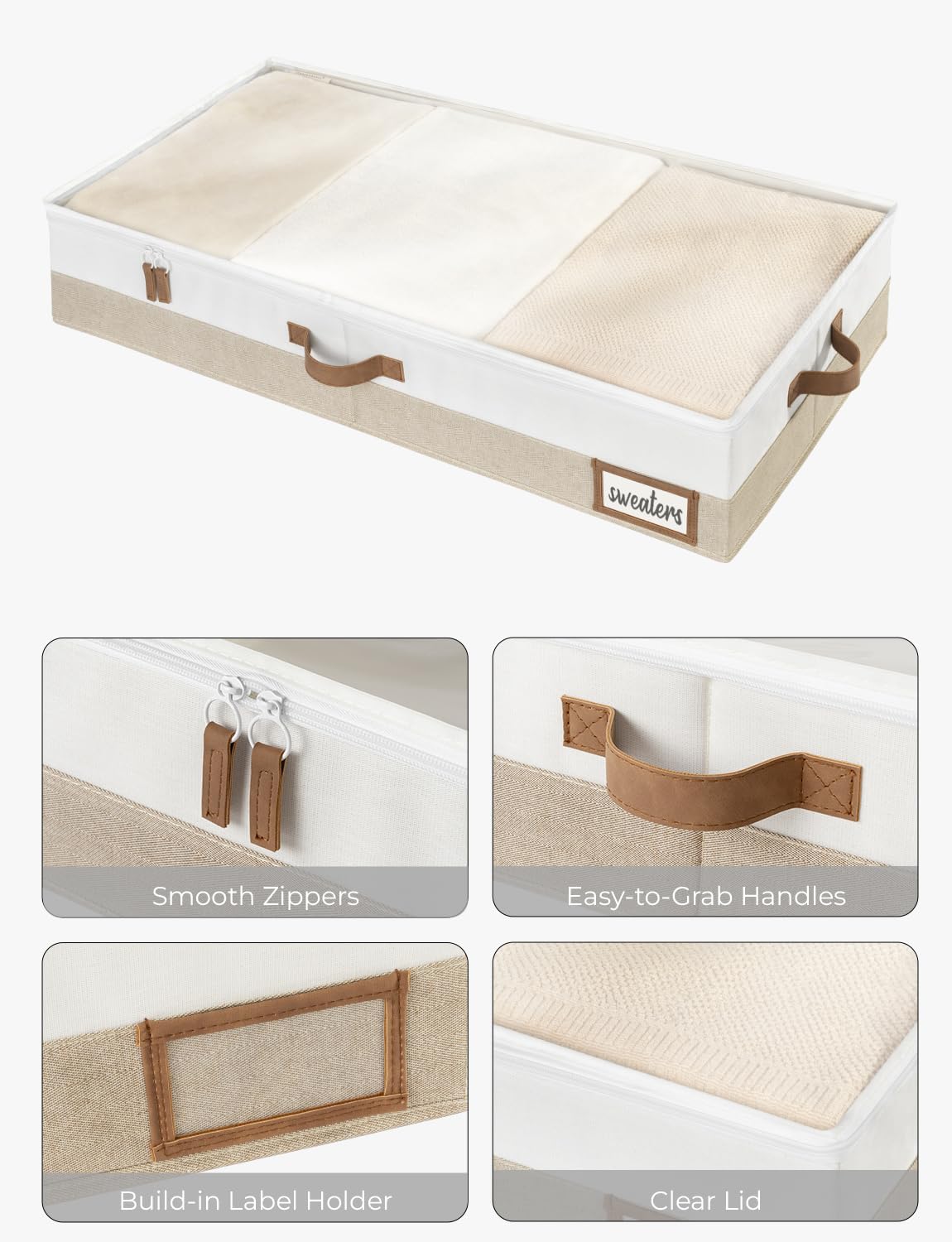 StorageWorks Large Under Bed Storage Containers with Handles and Label Holder, 2 Pack Ultra-thick