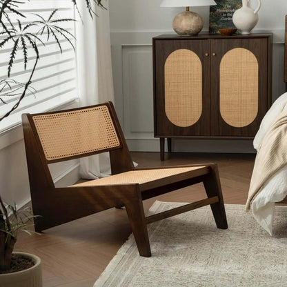 Rattan Chair 2Pcs, Mid-Century Accent Chair, Rattan Lounge Chair for Living Room, Boho Side Corner