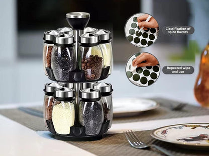 Revolving Spice Rack Organizer Countertop, Spinning Spice Storage Rack Tower Organizer with 12