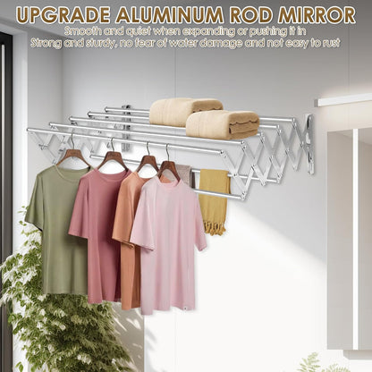 XL-31.5" Wall Mounted Clothes Drying Rack, 130 LBS Large Capacity Rustproof Retractable Clothes